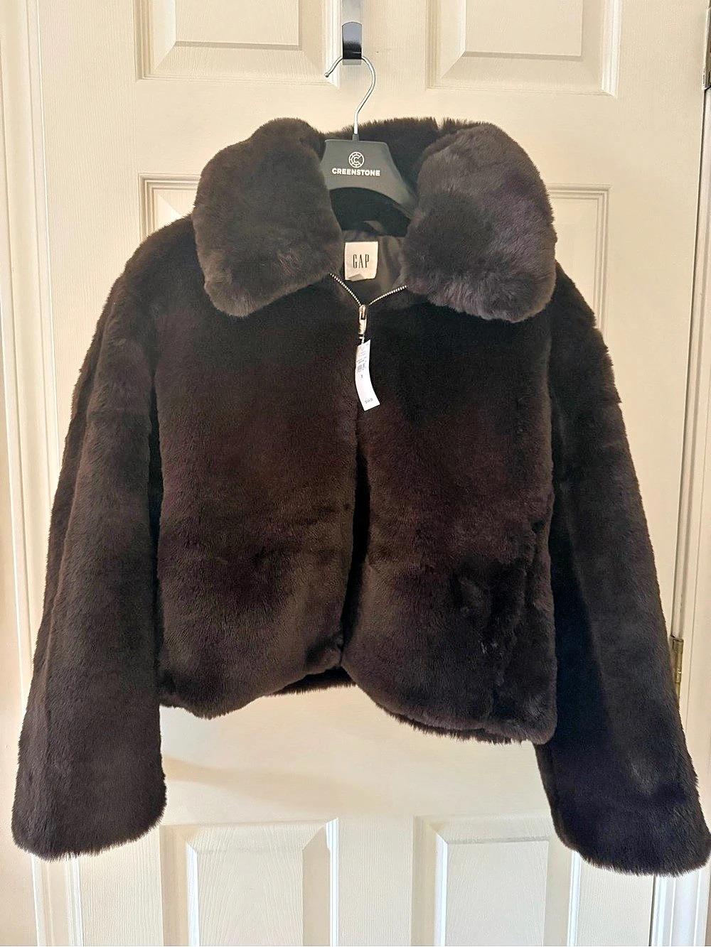 GAP 100% Recycled Relaxed Faux-Fur Jacket Brown Small